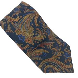 WEMBLEY Mens Tie Navy Paisley Silk Classic Designer Neckwear 4x57 VTG